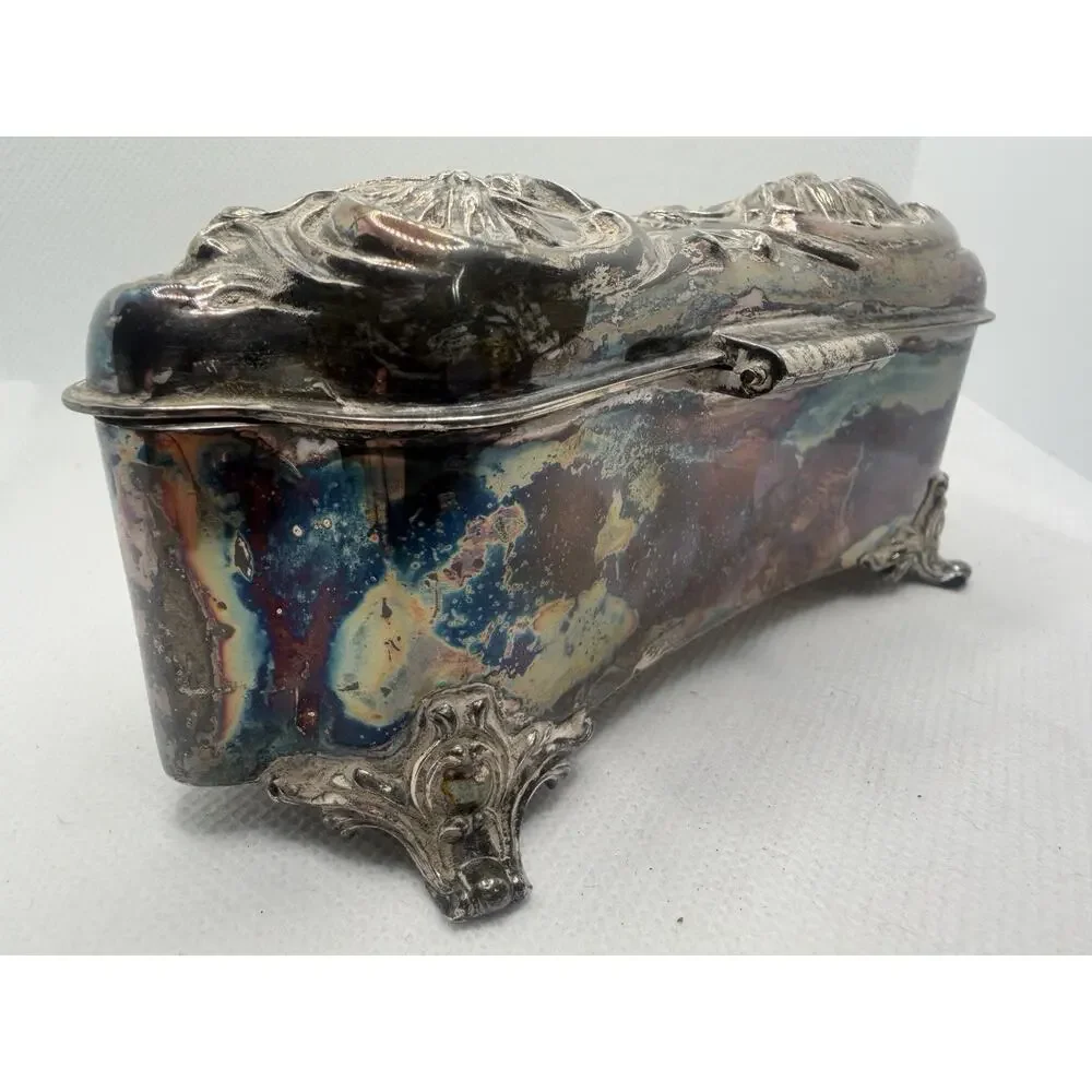 Antique Jewelry Box: Derby Silver Co. Quadruple Silver Plate #3471, Late 19th C